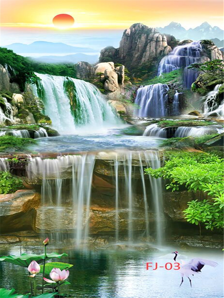 间主播装饰快手抖音背景墙外景山水风景3d背景布黑色宽15高2米写真布