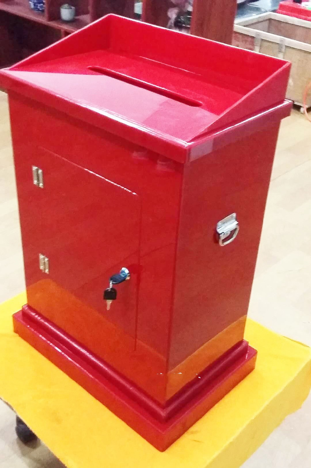 然修(ranxiu) 日翔亚克力红色透明台式意见a4投票箱大号选举会议票箱