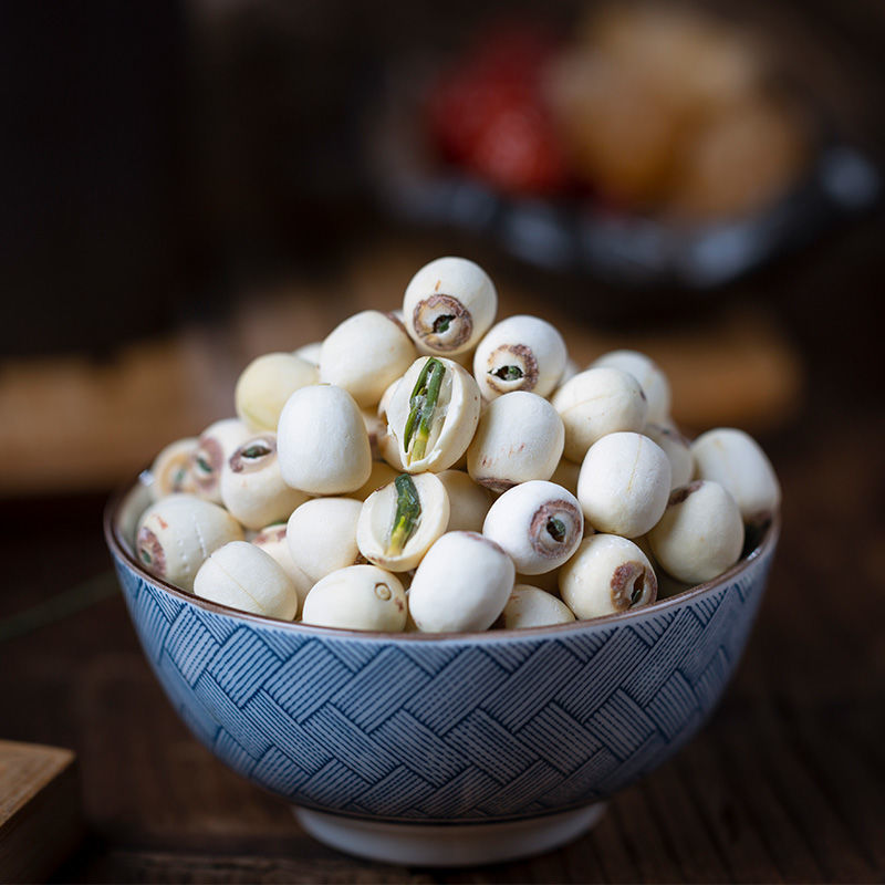 湘莲子干货煮粥煲汤农家野生去心白莲羹带芯红皮百合干去芯白莲百合干