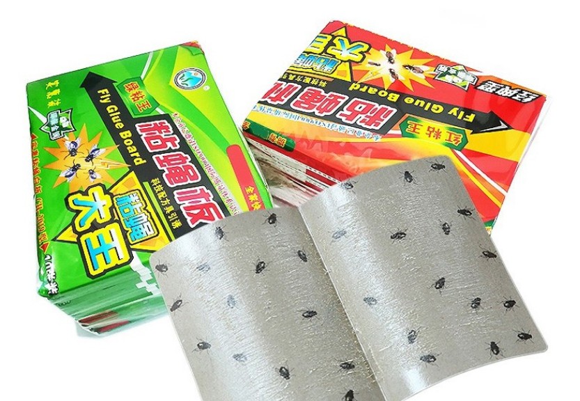 100张苍蝇贴纸粘蝇纸板家用灭苍蝇神器粘苍蝇蚊虫胶粘蝇板苍蝇胶粘