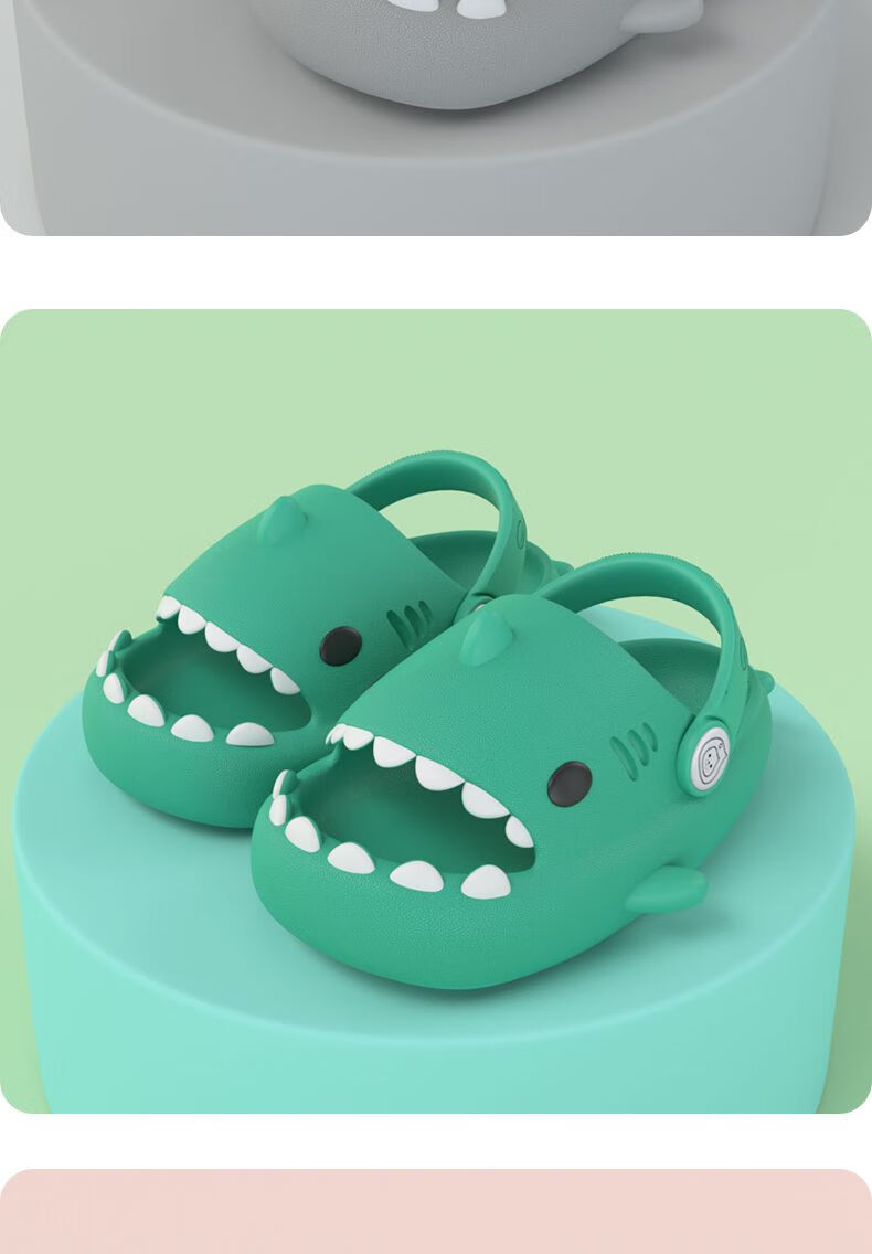 鲨鱼拖鞋 鲨鱼儿童拖鞋夏女孩可爱卡通婴幼儿室内软底防滑外穿宝宝