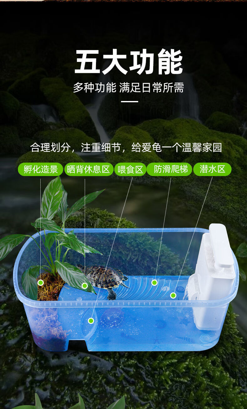 乌龟缸生态缸饲养箱养乌龟专用龟缸龟箱家养造景大型龟养殖缸鳄龟蓝色