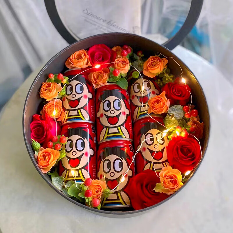 旺仔牛奶零食成品鲜花礼盒生日花束北京上海广州深圳速递同城配送19罐