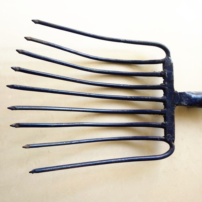 实心九齿叉全钢加粗钢筋粪叉子农用石子叉九股叉草叉钢叉铁叉九齿叉