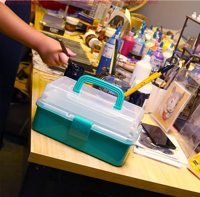 美术生工具箱透明画画专用多功能画箱文具小学生收纳盒一年级大号美术