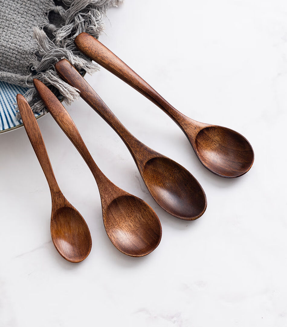 木勺子 小日式木勺子汤匙木汤勺调羹长勺家用木头饭勺小木勺蜂蜜勺