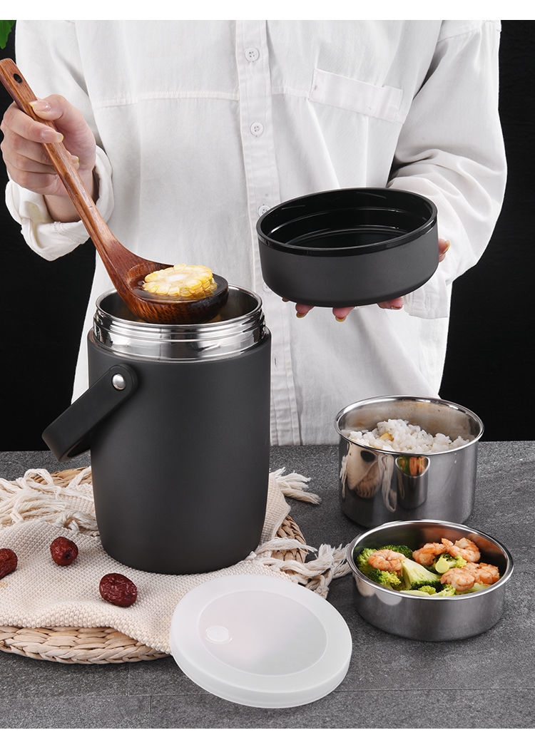 304不锈钢保温提锅日式饭盒真空成人学生上班族保温饭桶3层容量大厨内