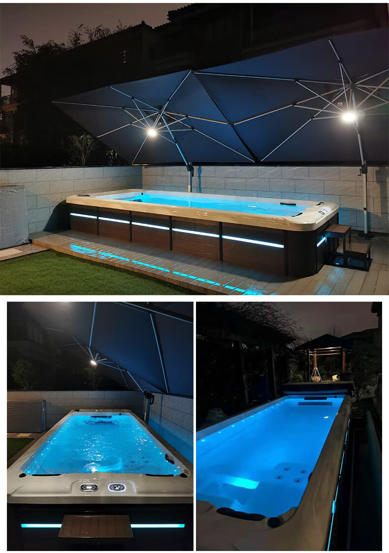 紫叶游泳池户外家用庭院别墅室内恒温加热无边际冲浪逆流按摩健身泳池