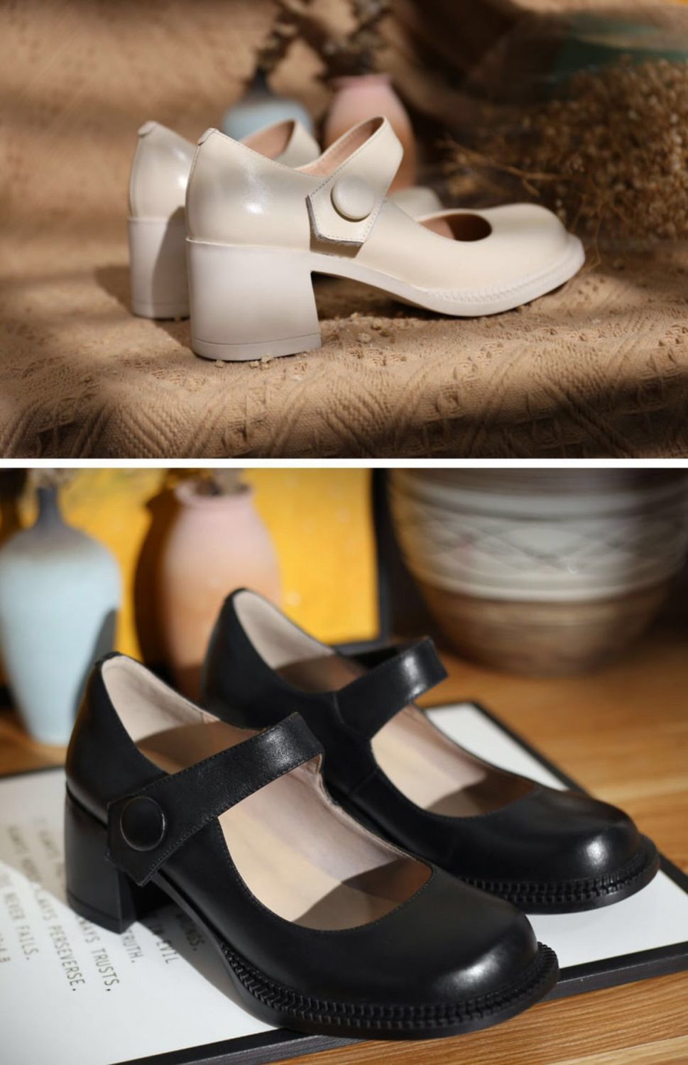 玛丽珍女鞋粗跟单鞋女学院风仙女鞋春款复古玛丽珍鞋一字带复古圆头