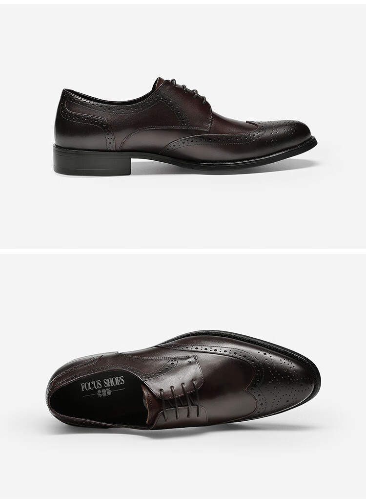 卡帝乐鳄鱼高档品牌皮鞋男商务正装雕花系带头层牛皮四季布洛克男鞋