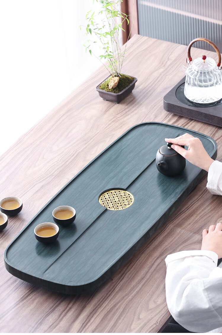 英族拾光 英族拾光 整块天然木纹石清风茶盘现代中式简约家用办公室茶