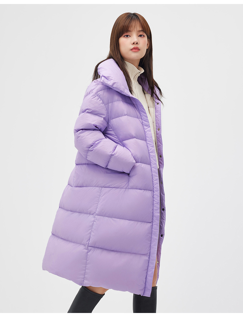 高梵高领长款加厚羽绒服女2021年新款冬季女装外套高端不跑绒黑色s