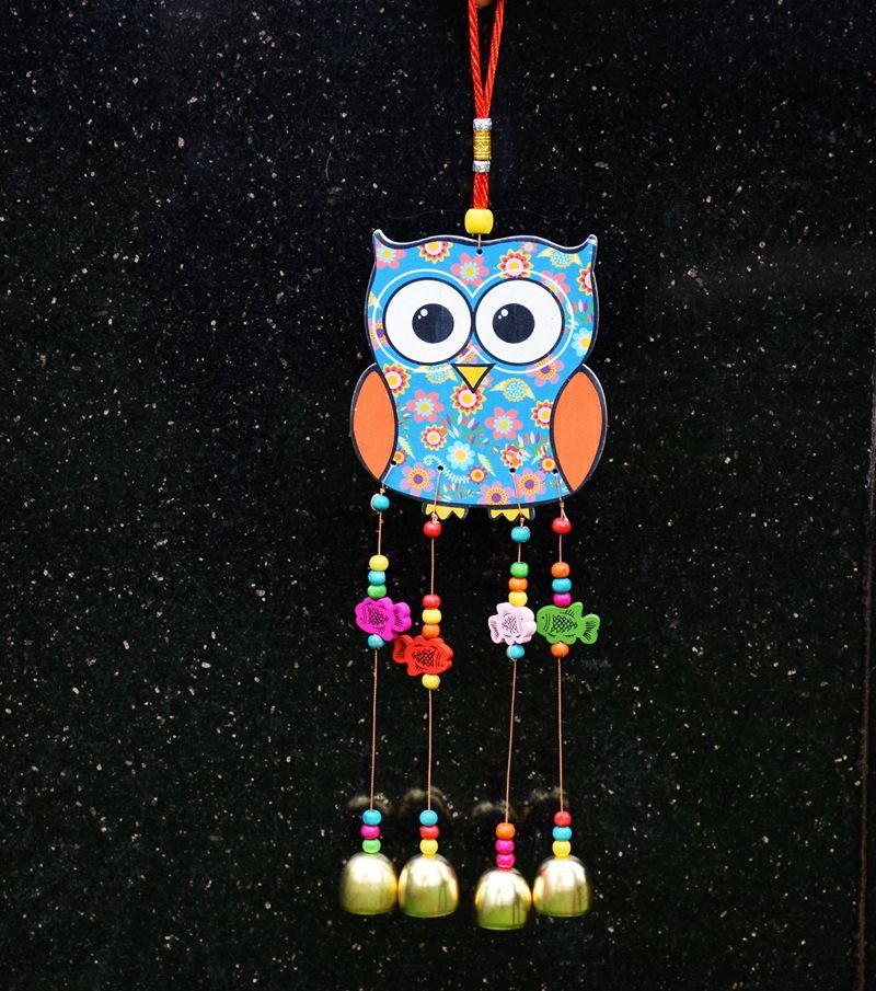 风铃云南丽江民族风东巴特色手工艺木板彩孔雀风铃挂件饰品旅游纪念品