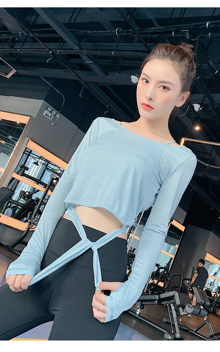 瑜伽罩衫背心运动上衣女长袖t恤宽松外穿跑步健身服背心速干性感美背