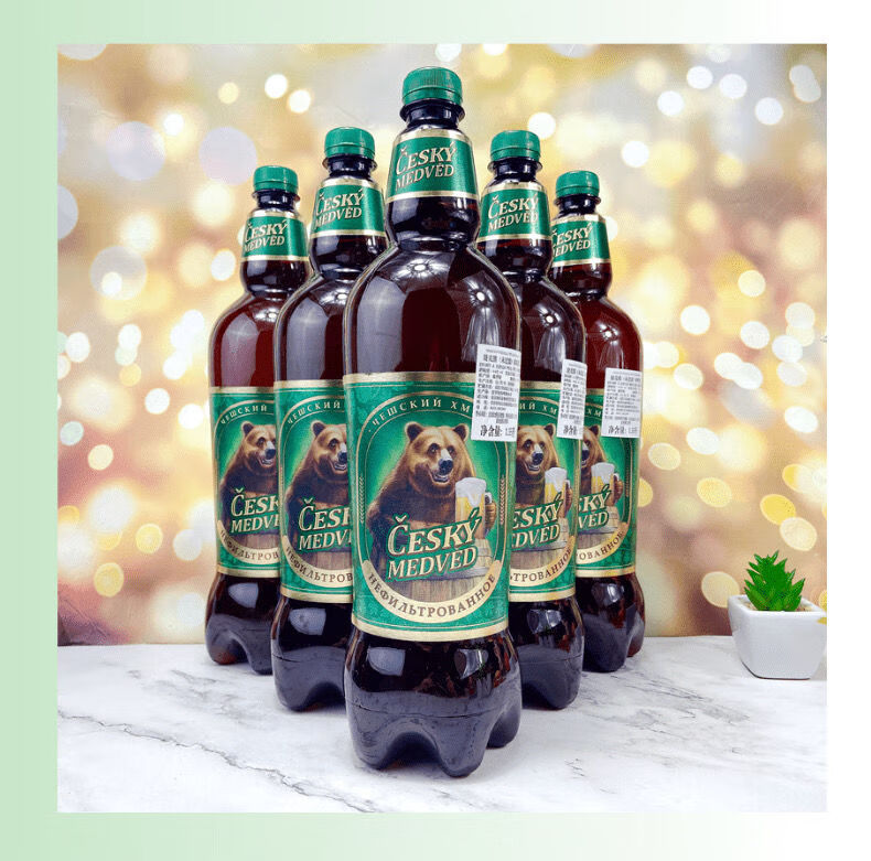 俄罗斯进口捷克之熊啤酒波罗的海精酿烈性生啤整箱未过滤白啤玻璃瓶