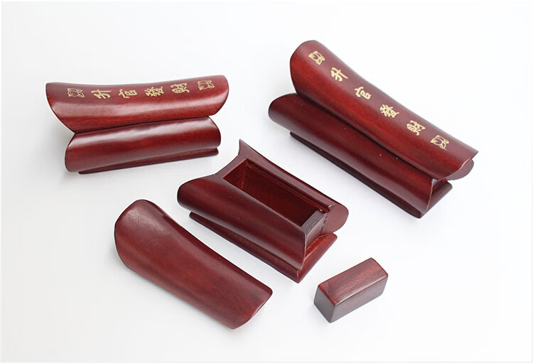 棺材摆件红木升官发财风水摆件楠木小棺材实木雕刻手把件带印章越南