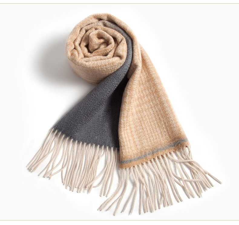 法帝旗轻奢品牌山羊绒围巾女冬配大衣妈妈礼盒短款驼色围脖冬季保暖黑