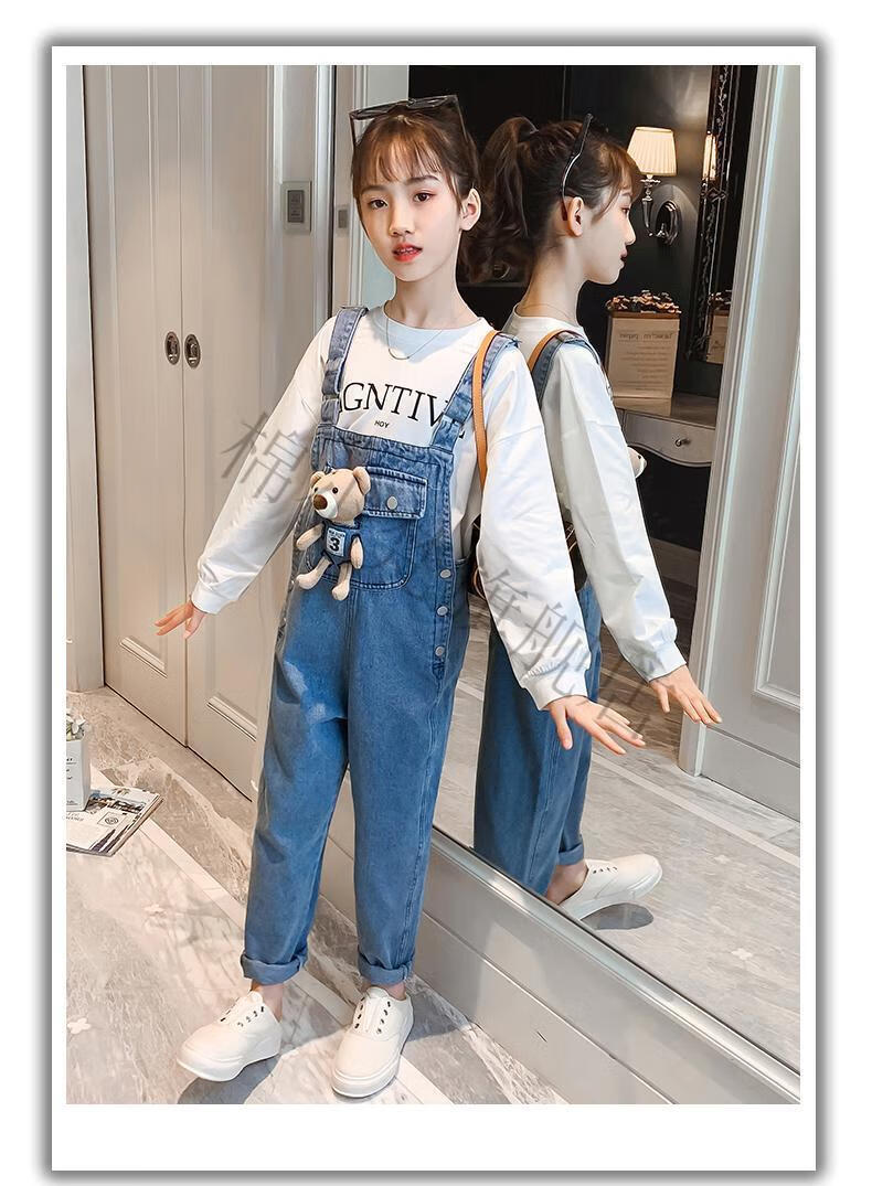 儿童背带裤女童春秋款长裤中大童9-12岁小学生女孩子宽松休闲裤韩版