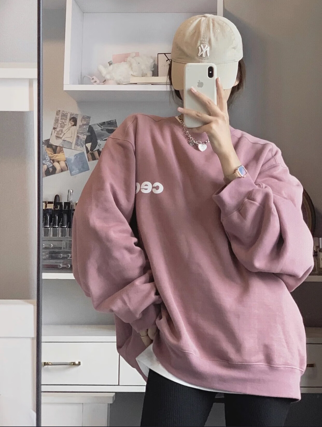 2022新款 韩国小众潮牌chancechance cec圆领字母宽松套头情侣卫衣女