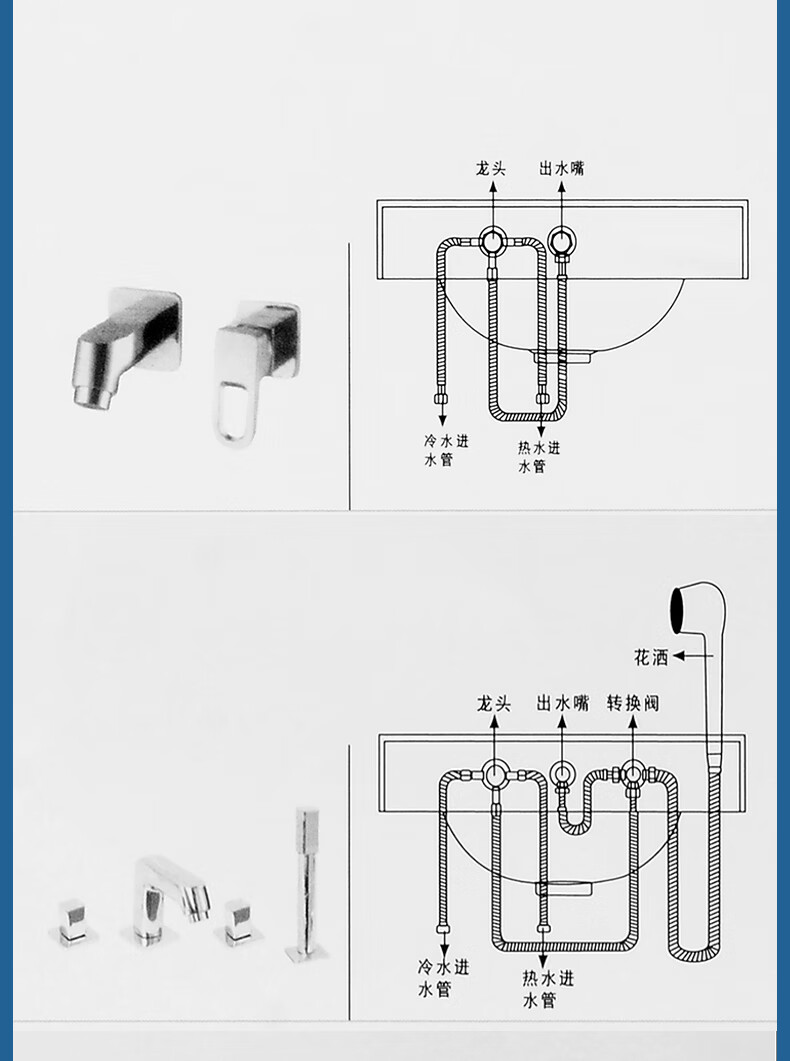 小米mi生态米家同款浴室柜水龙头墙式分体铜芯三四件套冷热洗手脸盆