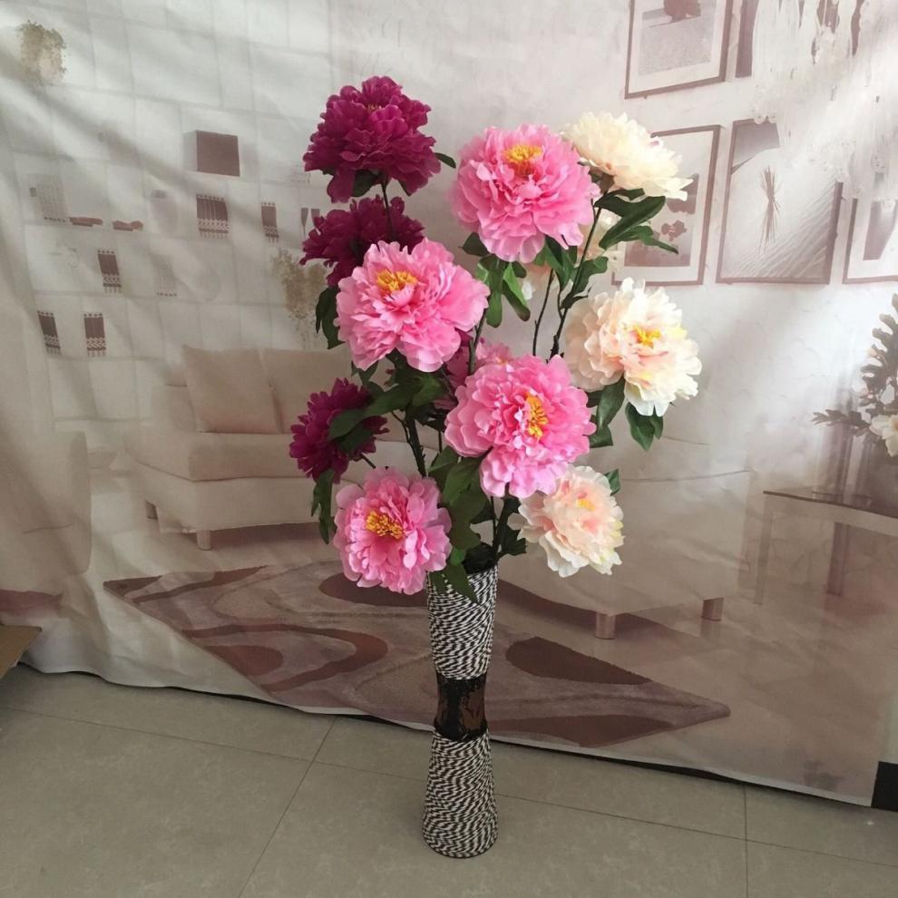 现货直发一支仿真花牡丹娟花客厅摆放装饰用花艺落地假花桌面大花紫色