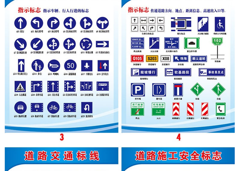 駕校標牌交通安全標誌貼畫駕校道路交通信號掛圖海報標牌幼兒園牆貼紙