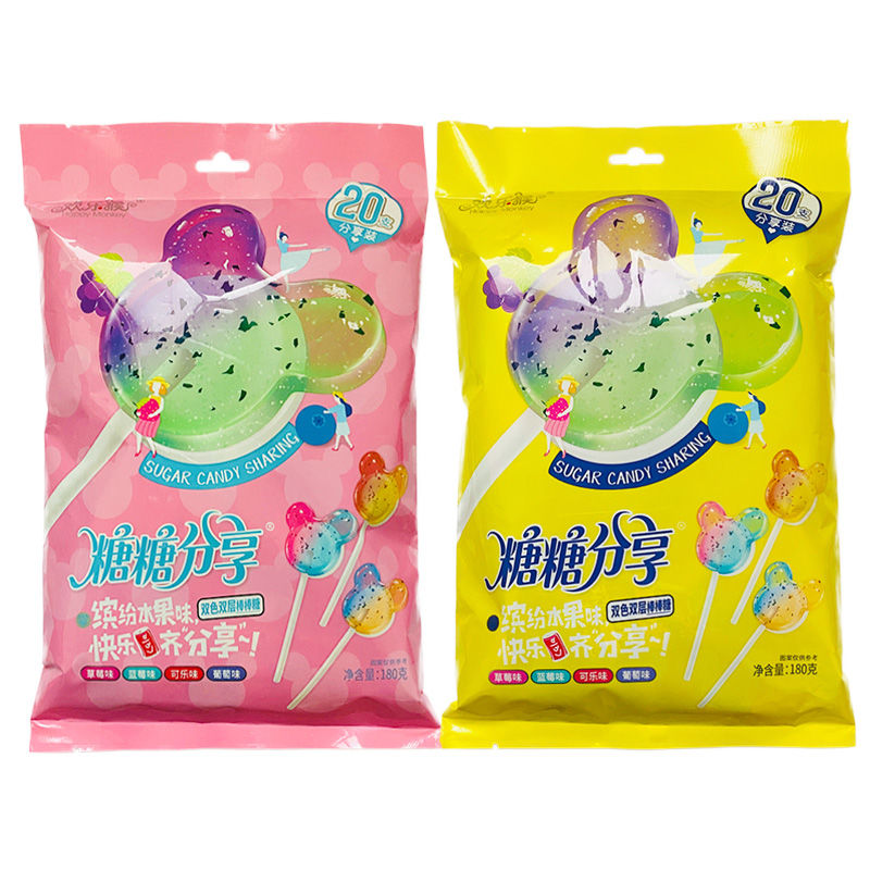 欢乐猴糖糖分享棒棒糖水果味双层儿童糖果情侣网红00后休闲零食品糖糖