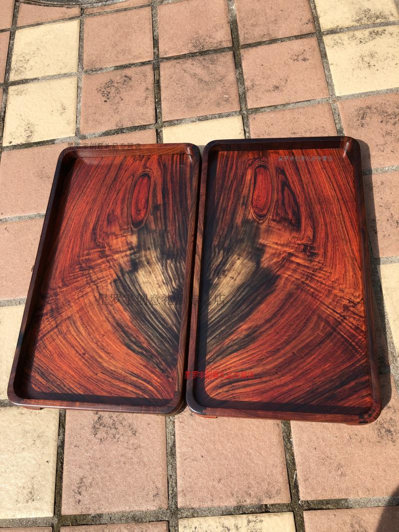 星罗宇创意 红木托盘老挝大红酸枝独板托盘干泡茶盘文承盘交趾黄檀开