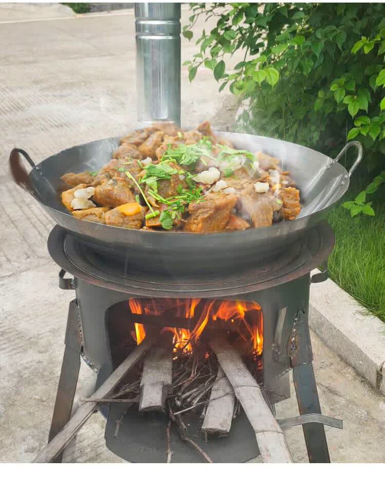木柴烤火炉 柴火灶家用农村柴火炉户外便携钢板大口做饭锅台节能野营