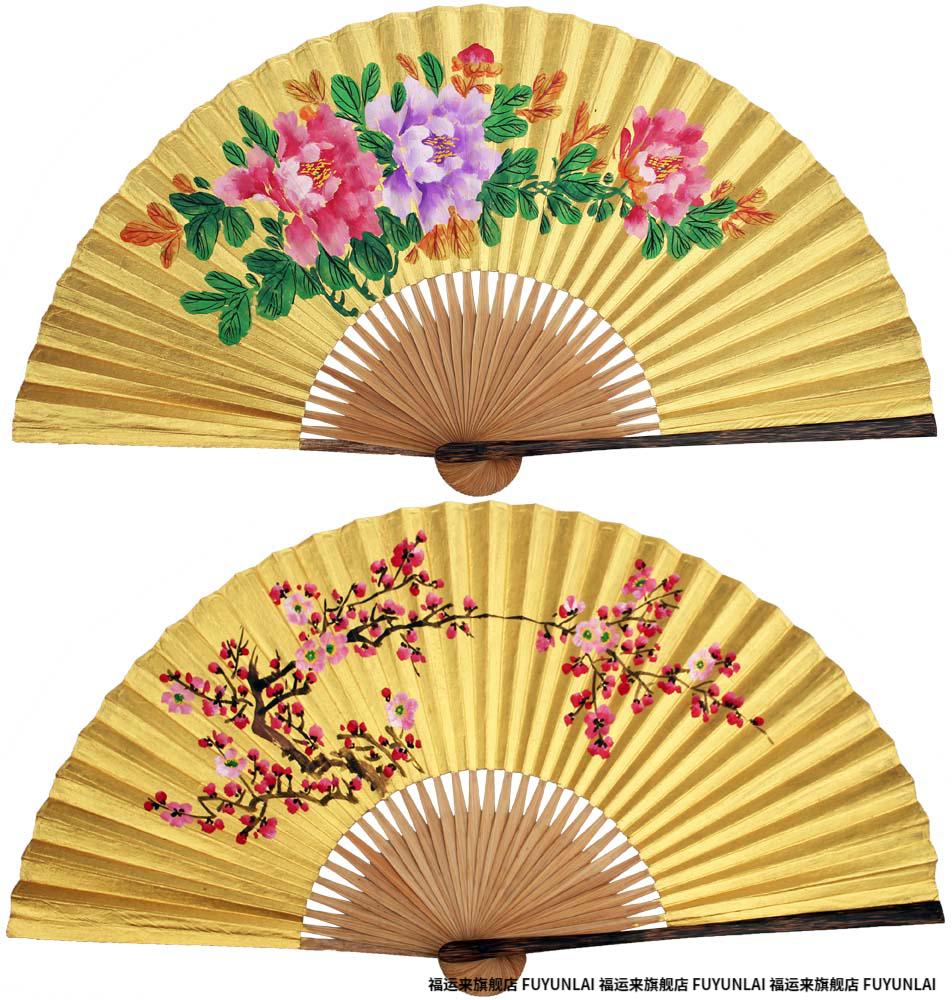 戏曲专用扇 全棕扇工艺绍兴黄金泥金折扇 戏曲专用泥金扇子 毛全本全