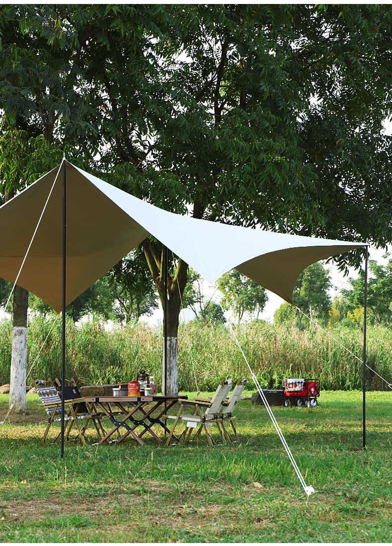 天幕帐篷原始人旗舰同款户外露营防雨遮阳棚加大5米休闲防晒沙滩凉棚