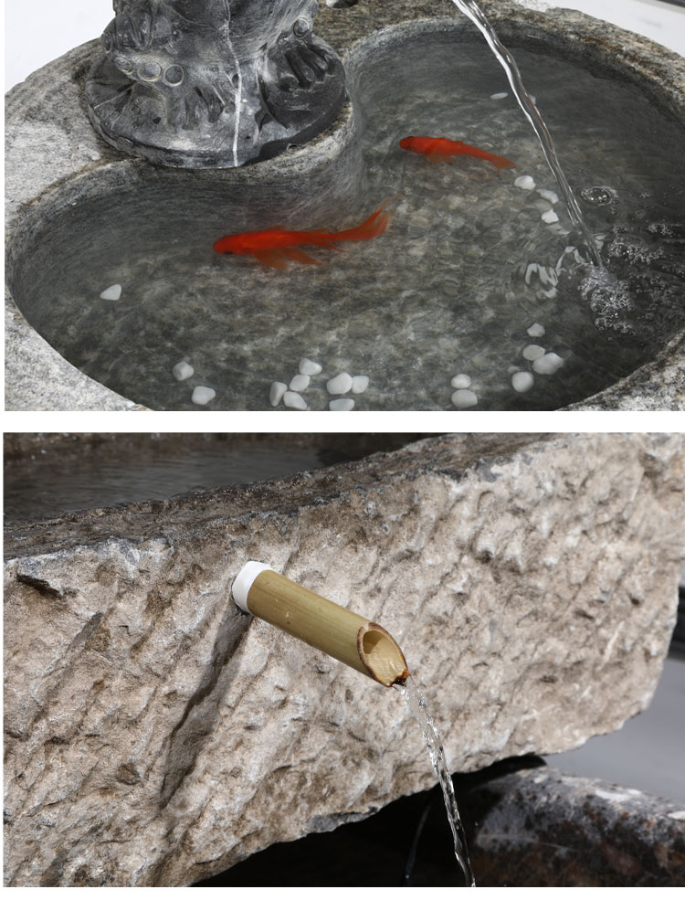 老旧石槽鱼缸鱼池石头石缸养鱼户外庭院石磨青石马槽景观流水摆件流水