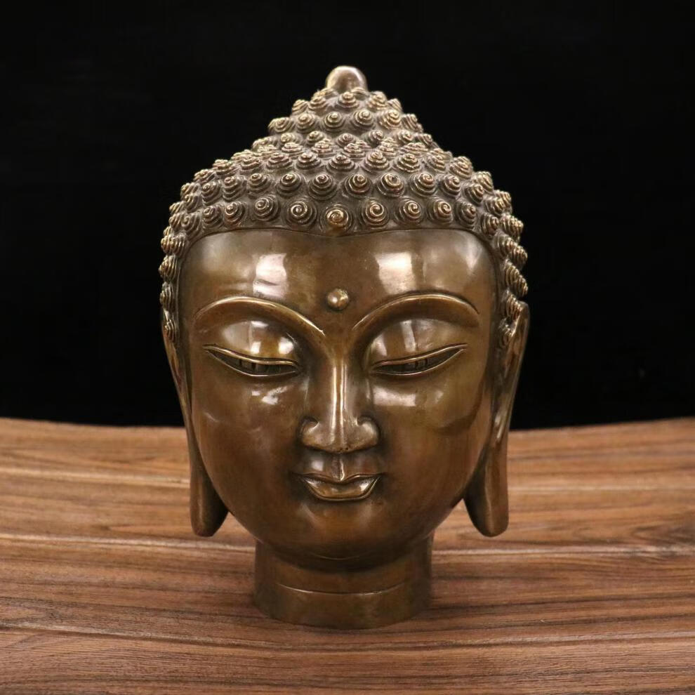 纯铜佛光普照如来佛头桌面摆件铜释迦牟尼佛头客厅家居装饰工艺品 5款