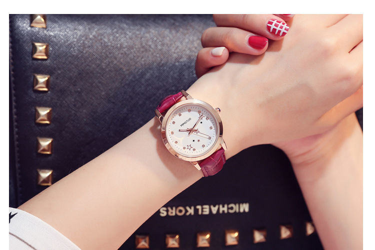 沃力仕wlisth女士手表女学生韩版简约时尚潮流皮带休闲初中生防水夜光