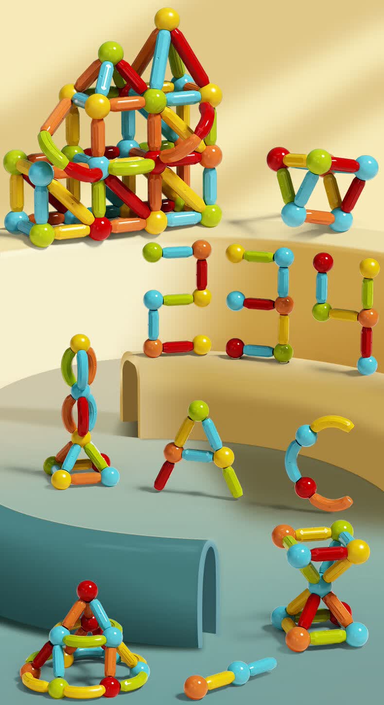 百变磁力棒大颗粒3儿童拼装积木男女孩磁吸磁铁5宝宝早教玩具超大3d强