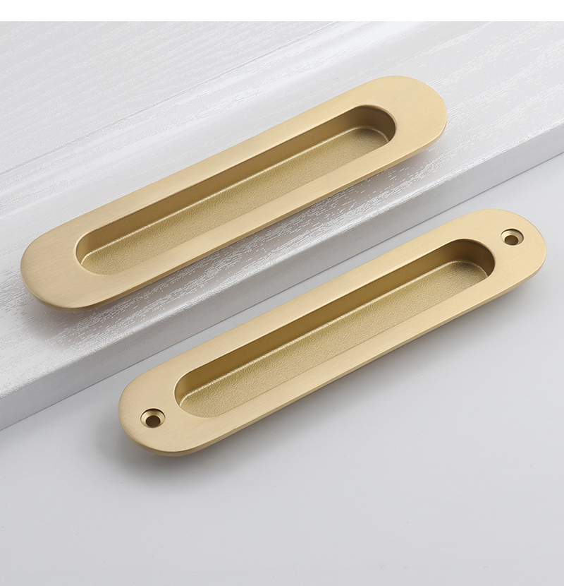 美式推拉移门拉手美式全铜推拉移门拉手嵌入式吊趟谷仓门扣手书房厨房