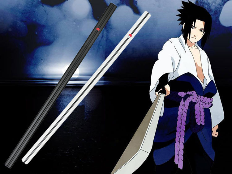 草薙剑 火影忍者 宇智波佐助 佐助刀cos动漫刀剑未开刃 黑色族徽木质