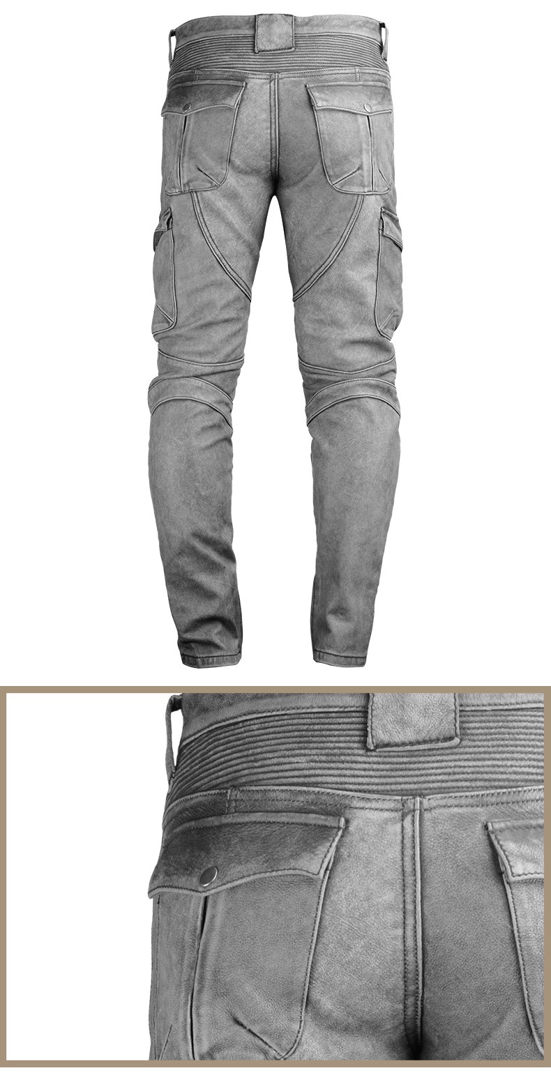 服皮裤男皮质头层牛皮哈雷机车皮裤可装护具骑行防风复古摩托车皮裤