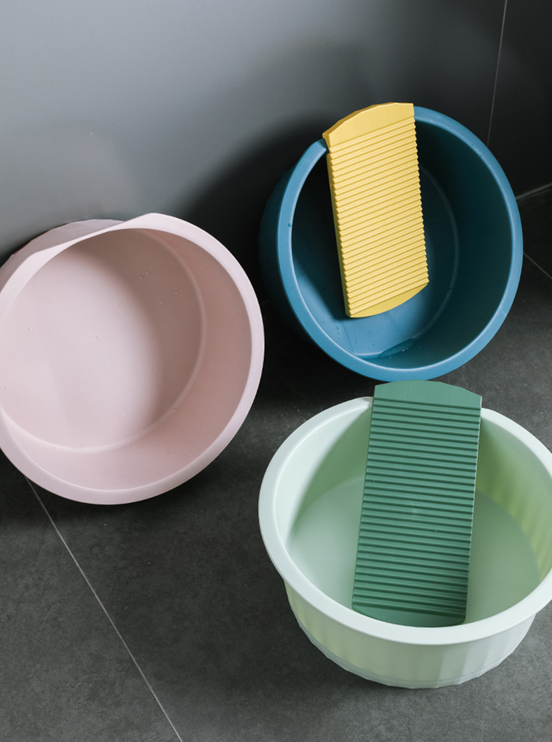 uhfw 阳台洗衣盆带搓板家用卫生间大号加厚塑料搓衣板洗衣盆一体洗脸