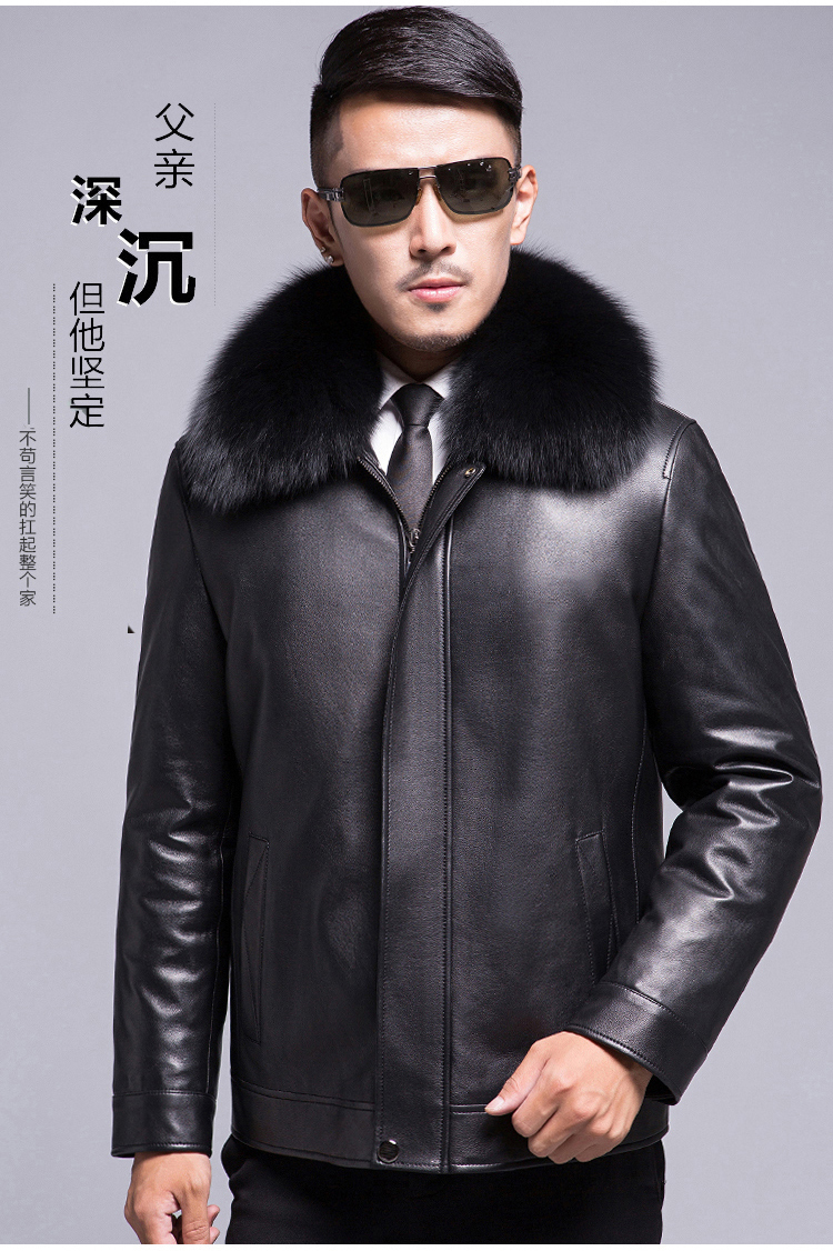 海宁皮草男真皮皮衣中长款冬装大衣黄金貂皮外套可脱卸内胆尼克服棕色