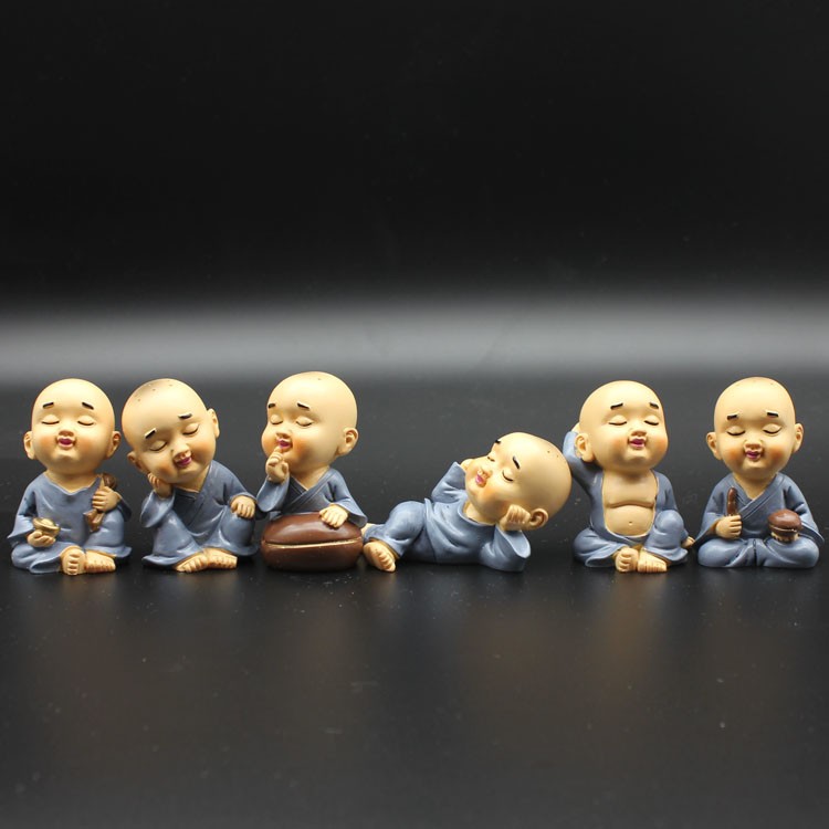禅意小和尚摆件可爱佛系小沙弥摆件功夫和尚小公仔家居客厅装饰品工艺