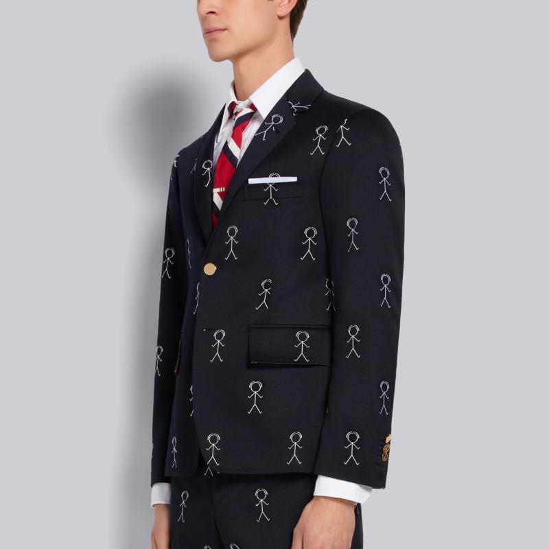 thom browne/汤姆·布朗 男士海军蓝色羊毛男士西装外套mju426a