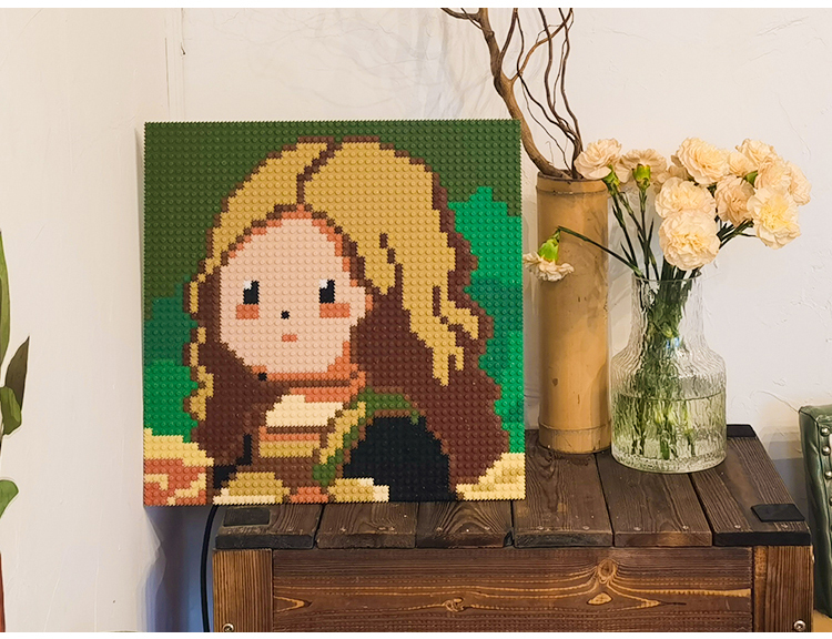 床头餐厅玄关数字卡通名画拼图兼容乐高画 黛丝 ( 相框 led灯)【图片