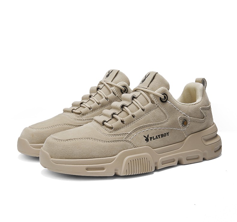 花花公子playboy休闲鞋子男鞋秋季新款品板鞋工装鞋男士英伦老爹鞋