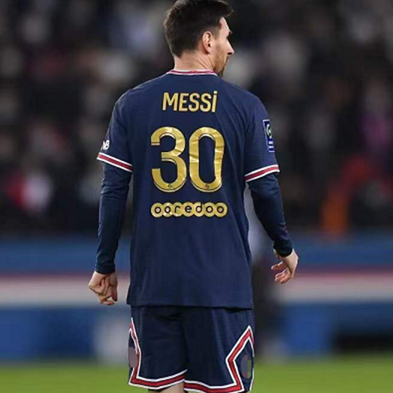 腾讯体育欧冠 21-22巴黎圣日耳曼球衣30号梅西内马主客场金色短袖足球