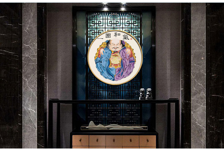 一团和气图 一团和气佛图挂中式玄关圆形装饰画电表箱遮挡棋牌室麻将