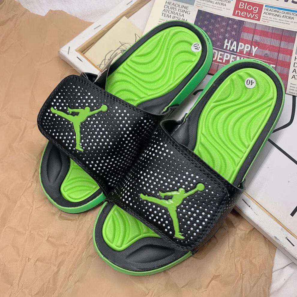 aj飞人魔术贴拖鞋情侣拖鞋夏日男士沙滩鞋女士拖鞋潮人聨名同款 白色