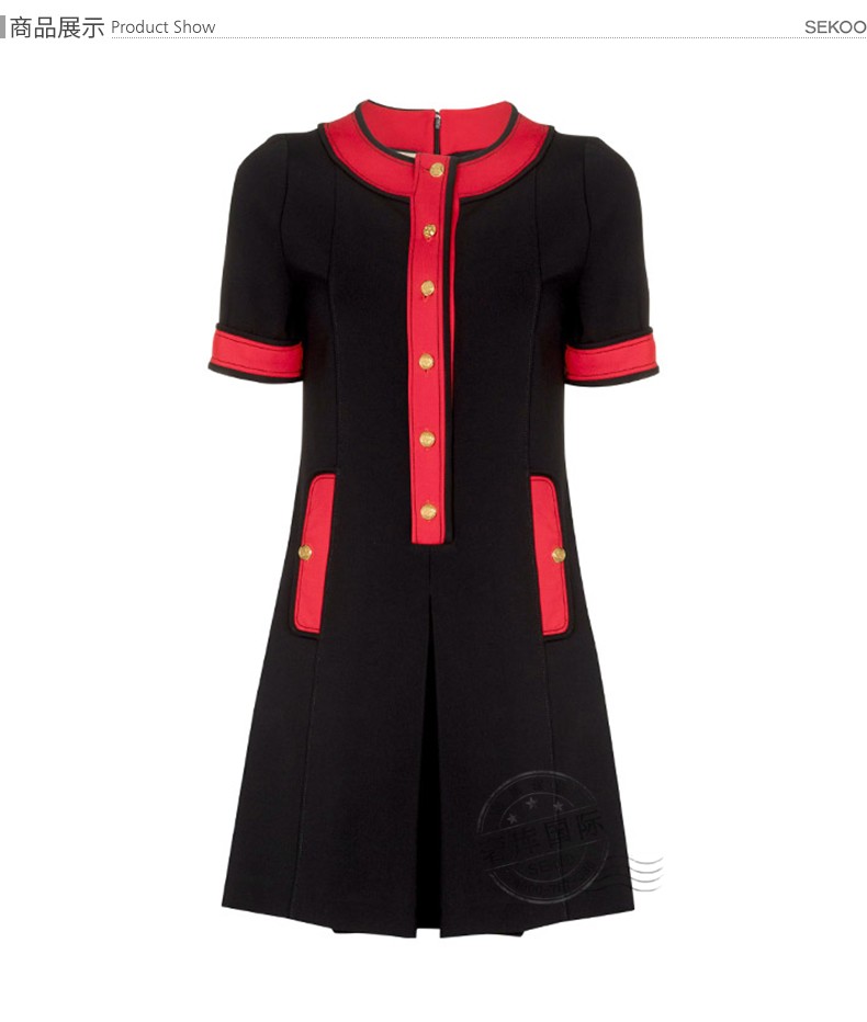 gucci古驰女士时尚针织圆领短袖连衣裙671700 x7c07 1069 黑色 s