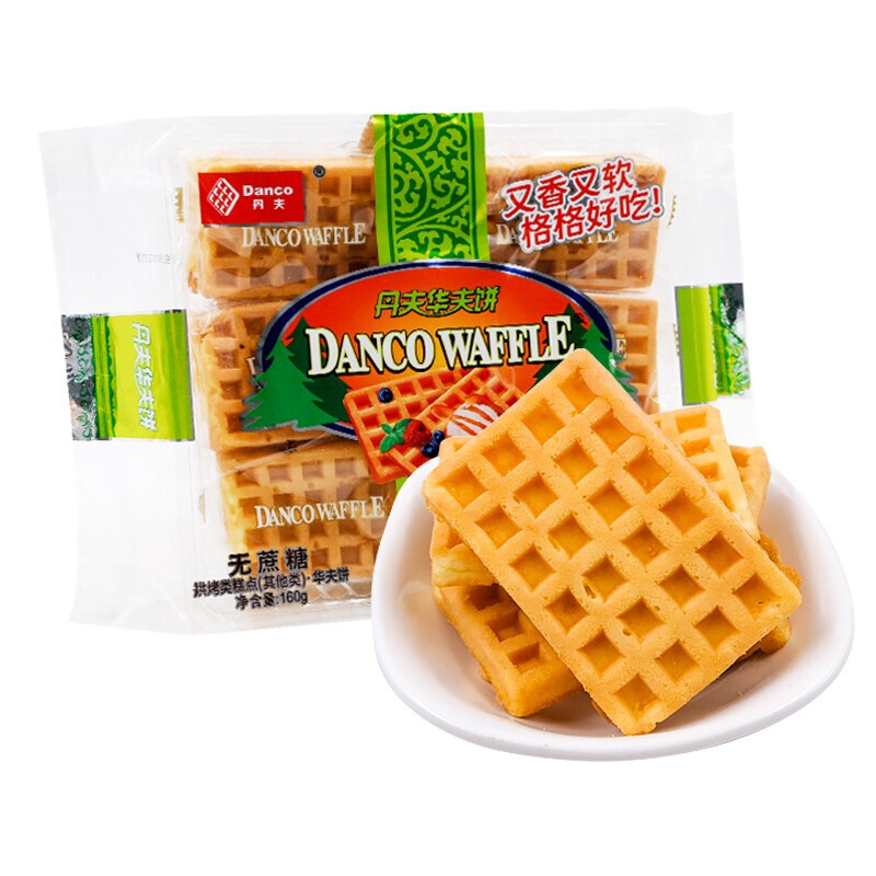 丹夫华夫饼原味整箱1500g散装营养早餐食品面包休闲零食西式糕点 原味