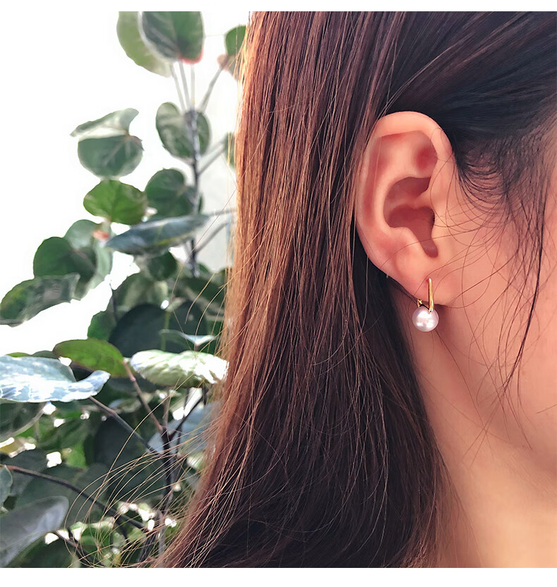 日系akoya珍珠耳环耳钉 简约水桶耳扣耳环 简约气质冷淡风百搭女新